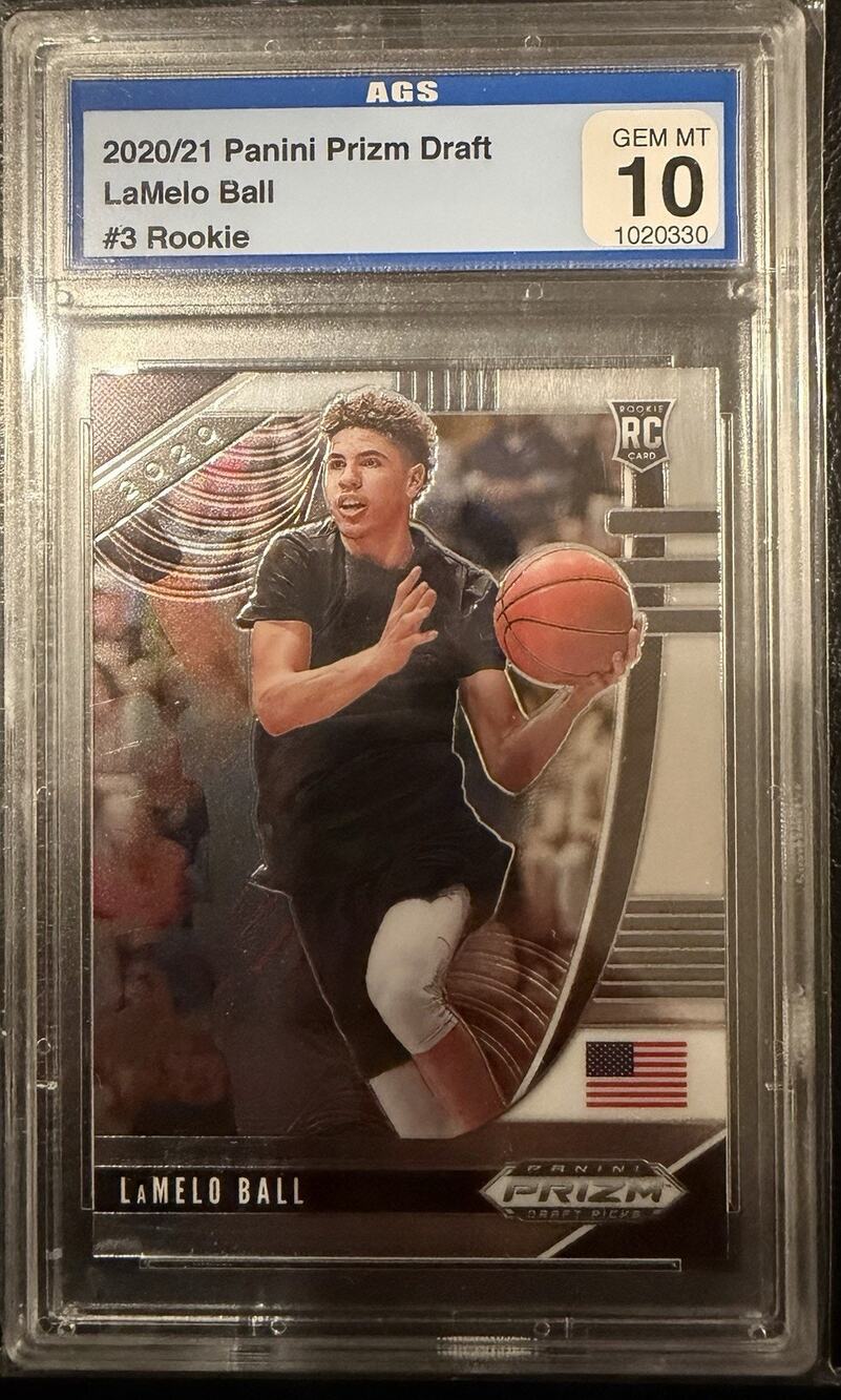 2020 Panini Silver Prizm DP #3 LaMelo Ball RC AGS 10 Gem Mint BBB Melo Hornets